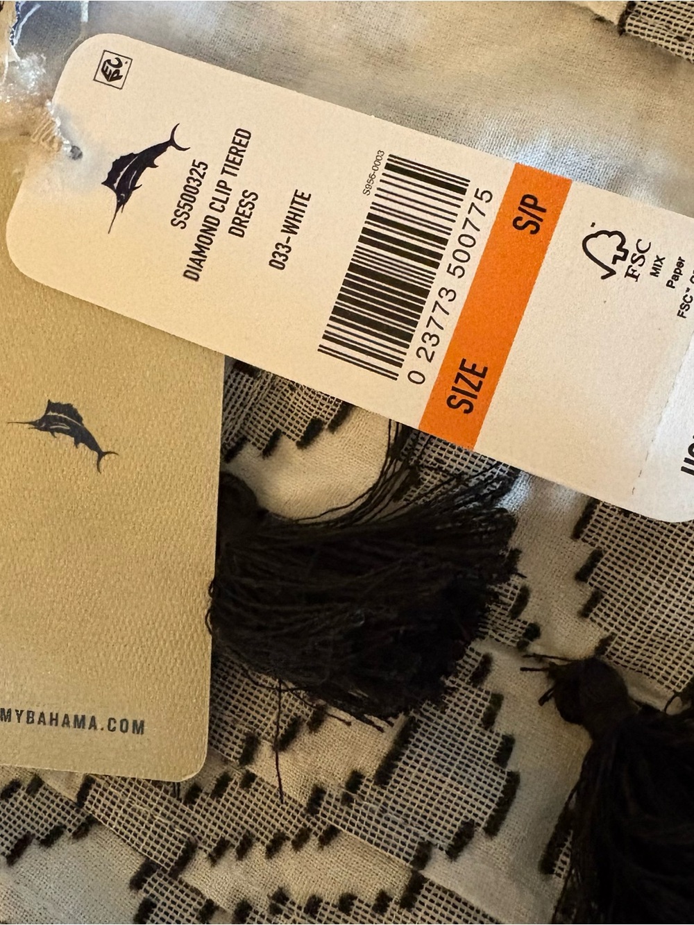 Tommy Bahama Gray & White Geometric Tassel Tunic Dress - Picture 6 of 8